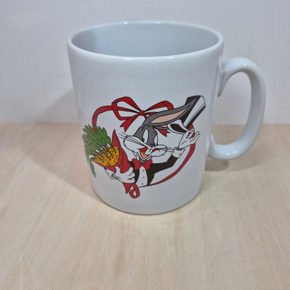 Vintage 1996 Warner Bros Bugs Bunny 24 Carrot Mom Coffee Mug Looney Tunes White‎